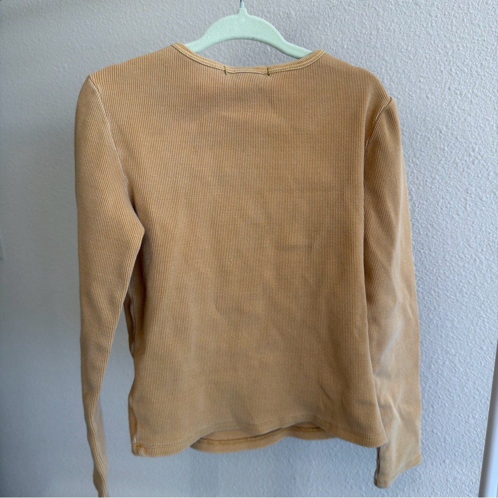 Forever 21 Kids Ribbed Henley Top Yellow Long Sleeve Shirt Girls Size 5/6 - Picture 7 of 8